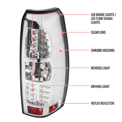 Spec-D 07-12 Chevrolet Avalanche Chrome LED Tail Lights