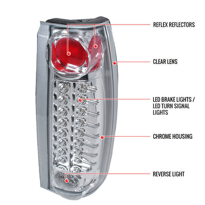 Spec-D 88-00 Chevy Silverado GMC Sierra LED Tail Lights Clear