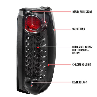 Spec-D 88-00 Chevy Silverado Sierra LED Tail Lights Black/Clear