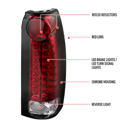 Spec-D 88-00 Chevy GMC Silverado Sierra LED Tail Lights Red
