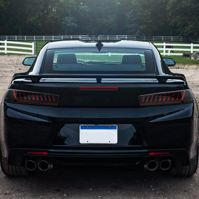 Spec-D 16-18 Chevrolet Camaro LED Red Bar Tail Lights Black