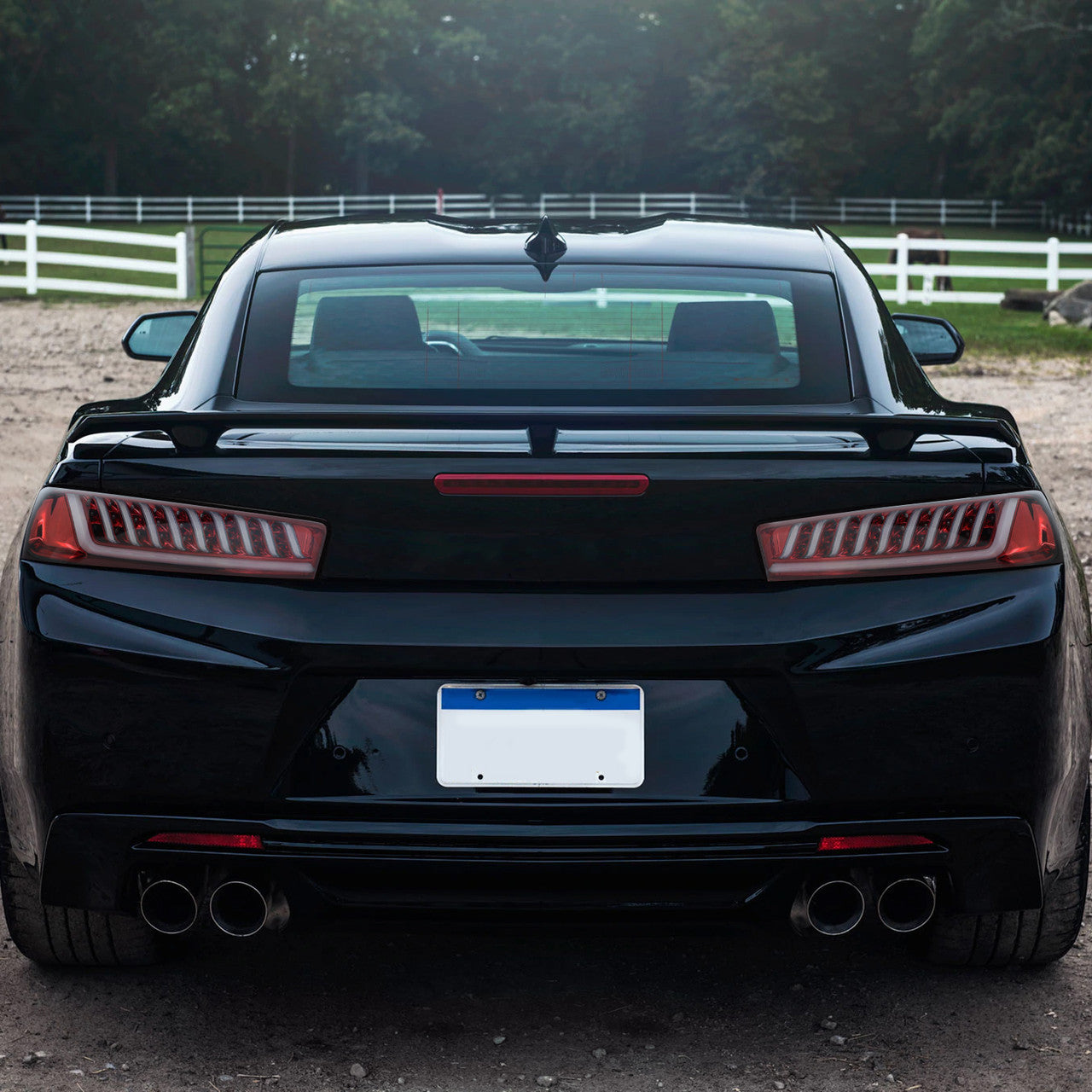 Spec-D 16-18 Chevrolet Camaro White LED Bar Tail Light- Red Housing
