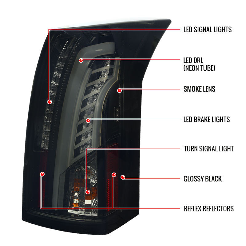 Spec-D 03-07 Cadillac CTS LED Tail Lights Black Smoked