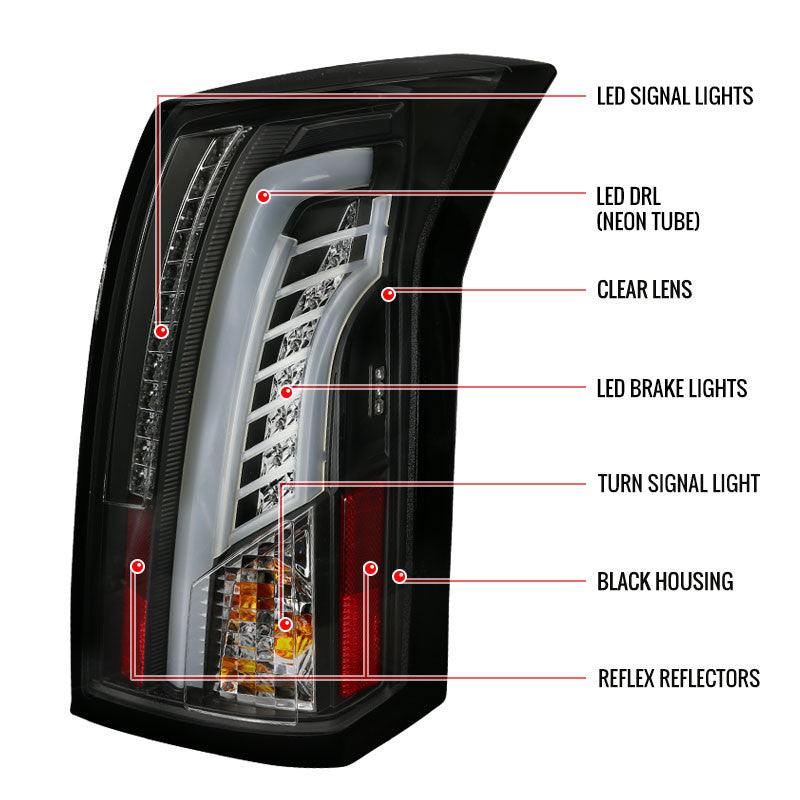 Spec-D 03-07 Cadillac CTS LED Tail Lights Black