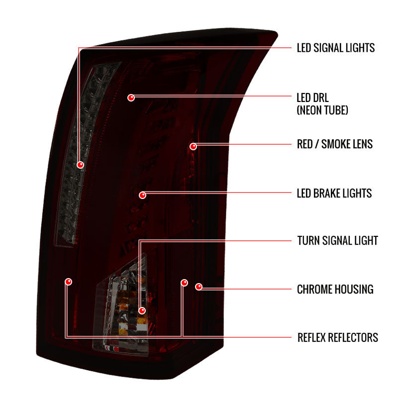 Spec-D 03-07 Cadillac CTS LED Tail Lights Chrome/Red Smoked