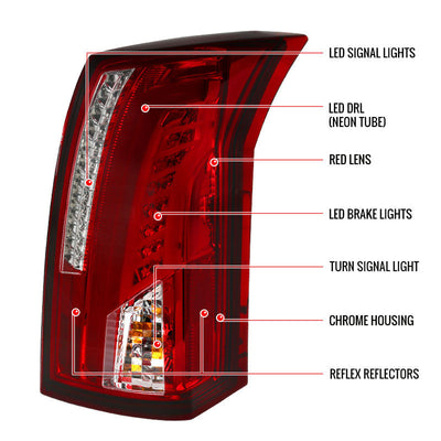 Spec-D 03-07 Cadillac CTS LED Tail Lights Chrome/Red Lens