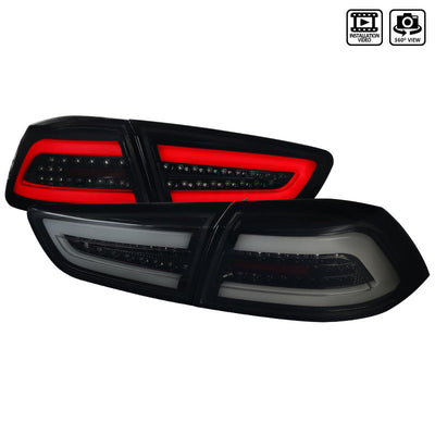 Spec-D 08-17 Mitsubishi Lancer EVO X LED Black Tail Lights Smoked Lens