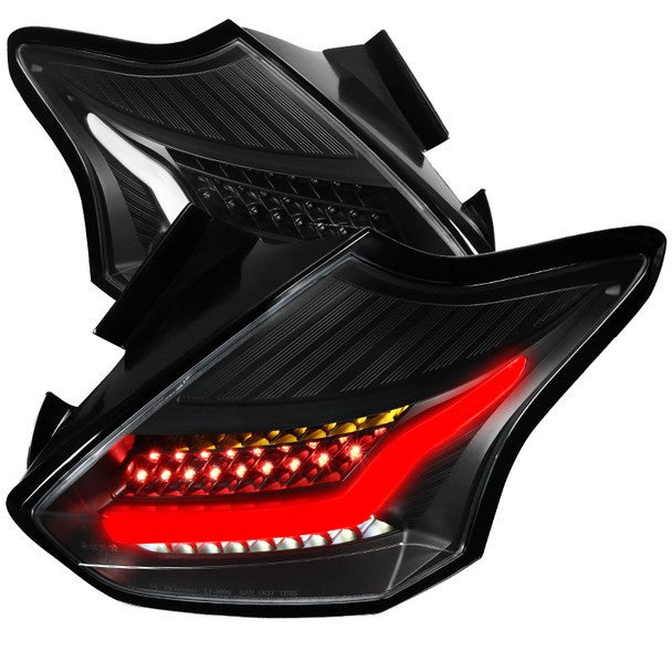 Spec-D 15-18 Ford Focus Hatchback LED Tail Lights Black