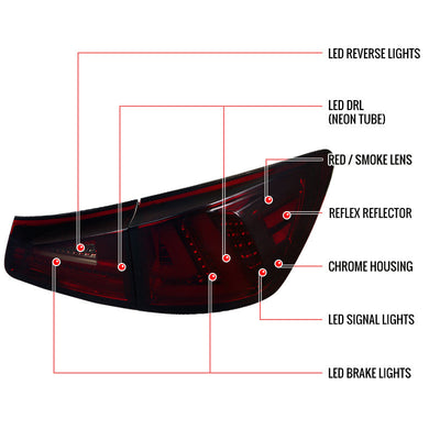 Spec-D 06-08 Lexus IS250 IS350 LED Tail & Trunk Lights Red Smoked
