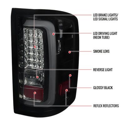 Spec-D 14-18 GMC Sierra LED Tail Lights Glossy Black/Smoked