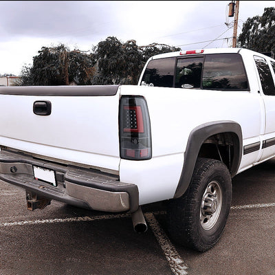 Spec-D 99-02 Chevrolet Silverado Red LED Bar Tail Lights Black Clear