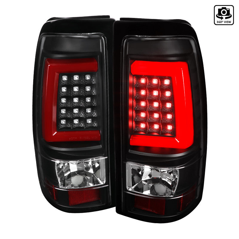 Spec-D 99-02 Chevy Silverado LED Bar Tail Lights Black/Clear Lens