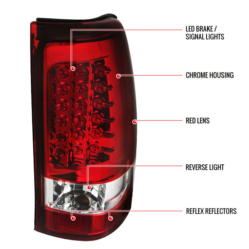 Spec-D 99-03 Silverado GMC Sierra LED Tail Lights Red/Clear