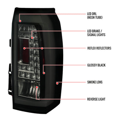 Spec-D 15-20 Chevrolet Tahoe LED Tail Lights Glossy Black