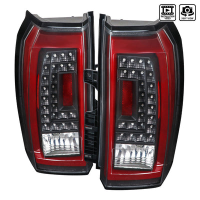 Spec-D 15-18 Chevy Tahoe Red LED Bar Black Tail Lights Clear Lens