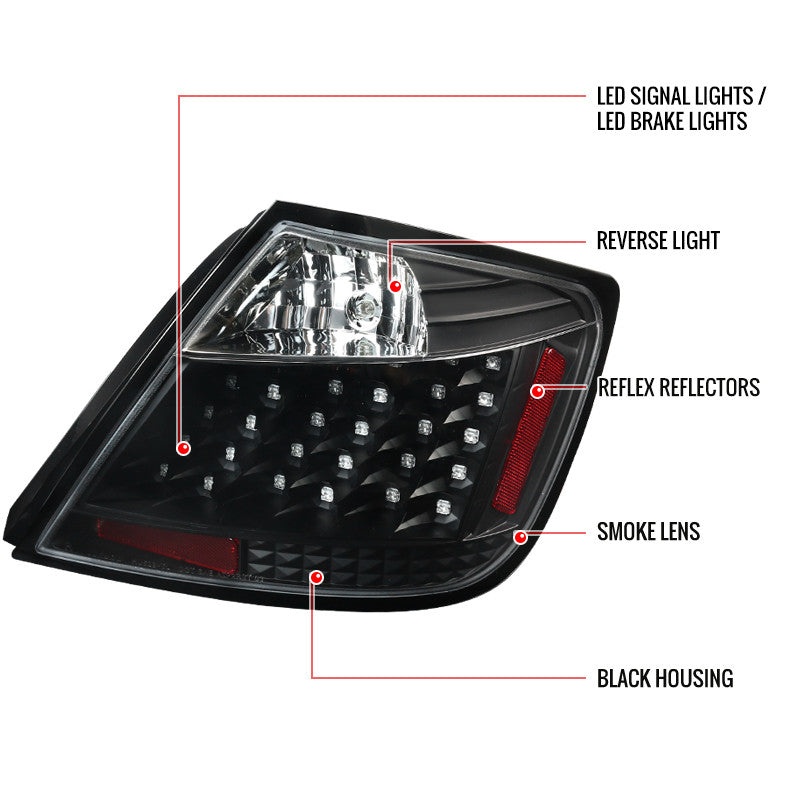 Spec-D 04-10 Scion tC V2 LED Tail Lights Matte Black/Clear