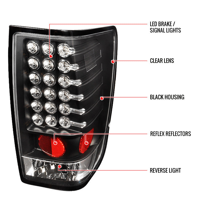 Spec-D 04-15 Nissan Titan LED Tail Lights Matte Black/Clear