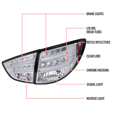 Spec-D 10-12 Hyundai Tucson LED Bar Tail Lights Chrome