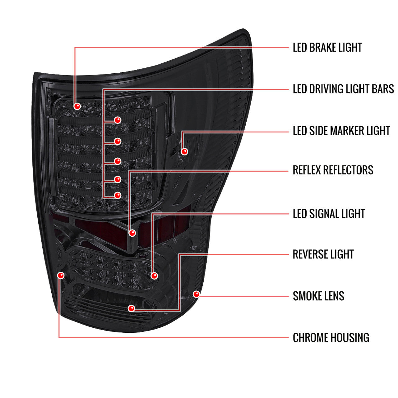 Spec-D 07-12 Toyota Tundra LED Tail Lights Smoked Lens