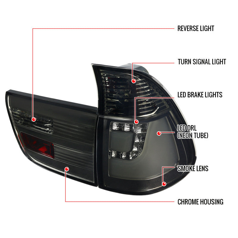 Spec-D 00-06 BMW X5 E53 LED Tail Lights Chrome/Smoked