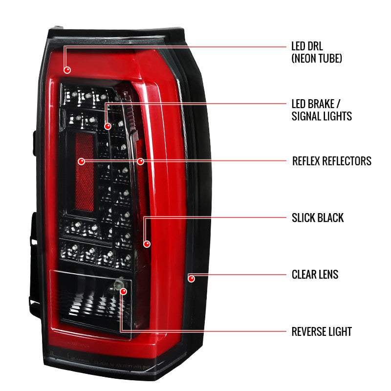 Spec-D 15-20 GMC Yukon Tail Lights LED Jet Black/Clear