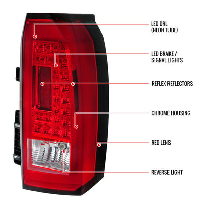 Spec-D 15-20 GMC Yukon Tail Lights LED Chrome/Red/Clear