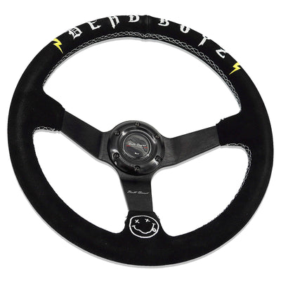 Deadboyz Universal 350mm 3"Deep Dish 6-Bolt Steering Wheel Black Suede