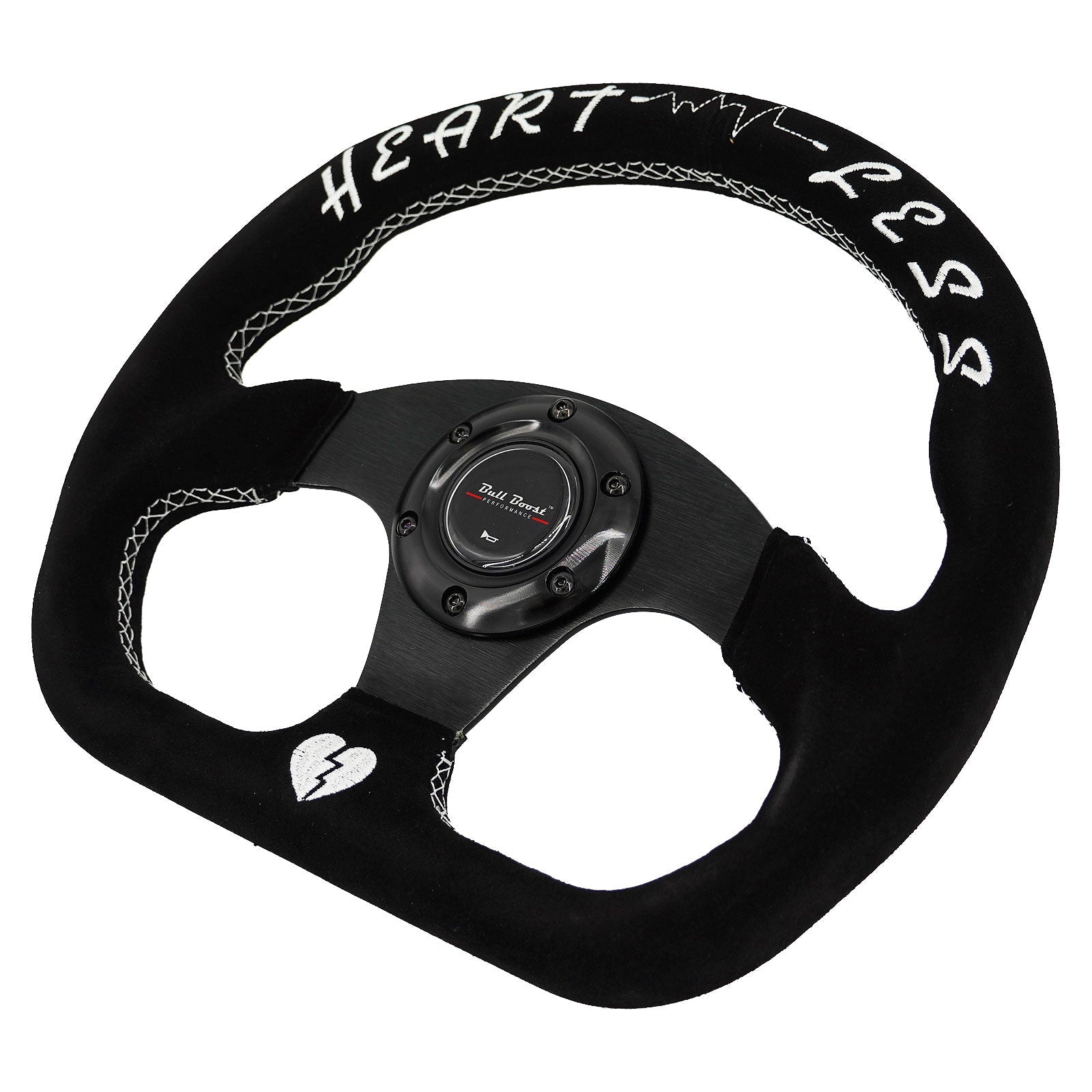 Heartbreak Lightweight Flat Racing Billet 6-Bolt Steering Wheel Black Alcantara Quadro