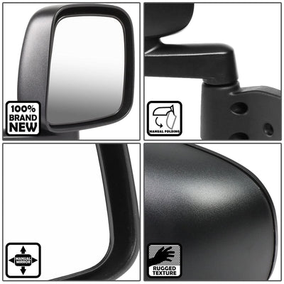 2003-2006 Jeep Wrangler Manual Side Mirror Right Black