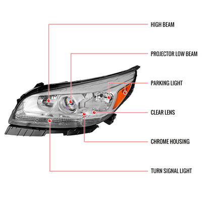 Spec-D 13-15 Malibu OEM Style Projector Headlights Chrome