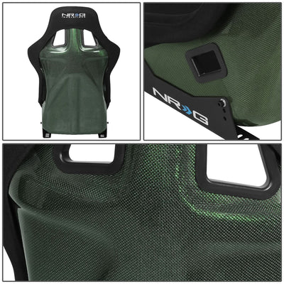 Bucket Racing Seat Large Fiberglass Carbon Fiber Black Green