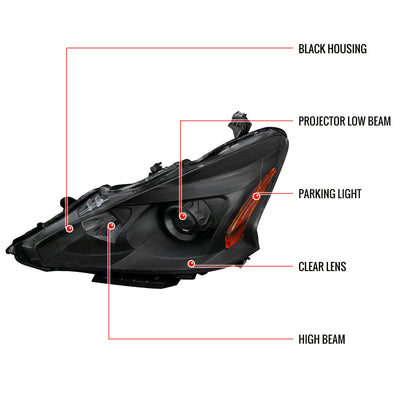 Spec-D 13-15 Nissan Altima Sedan Projector Headlights Black