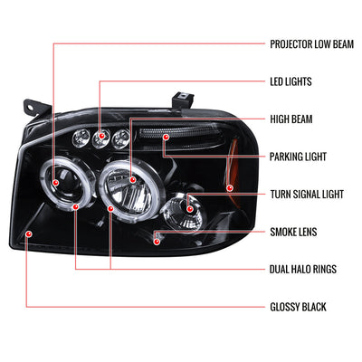 Spec-D 01-04 Nissan Frontier Projector Headlights Black/Smoked
