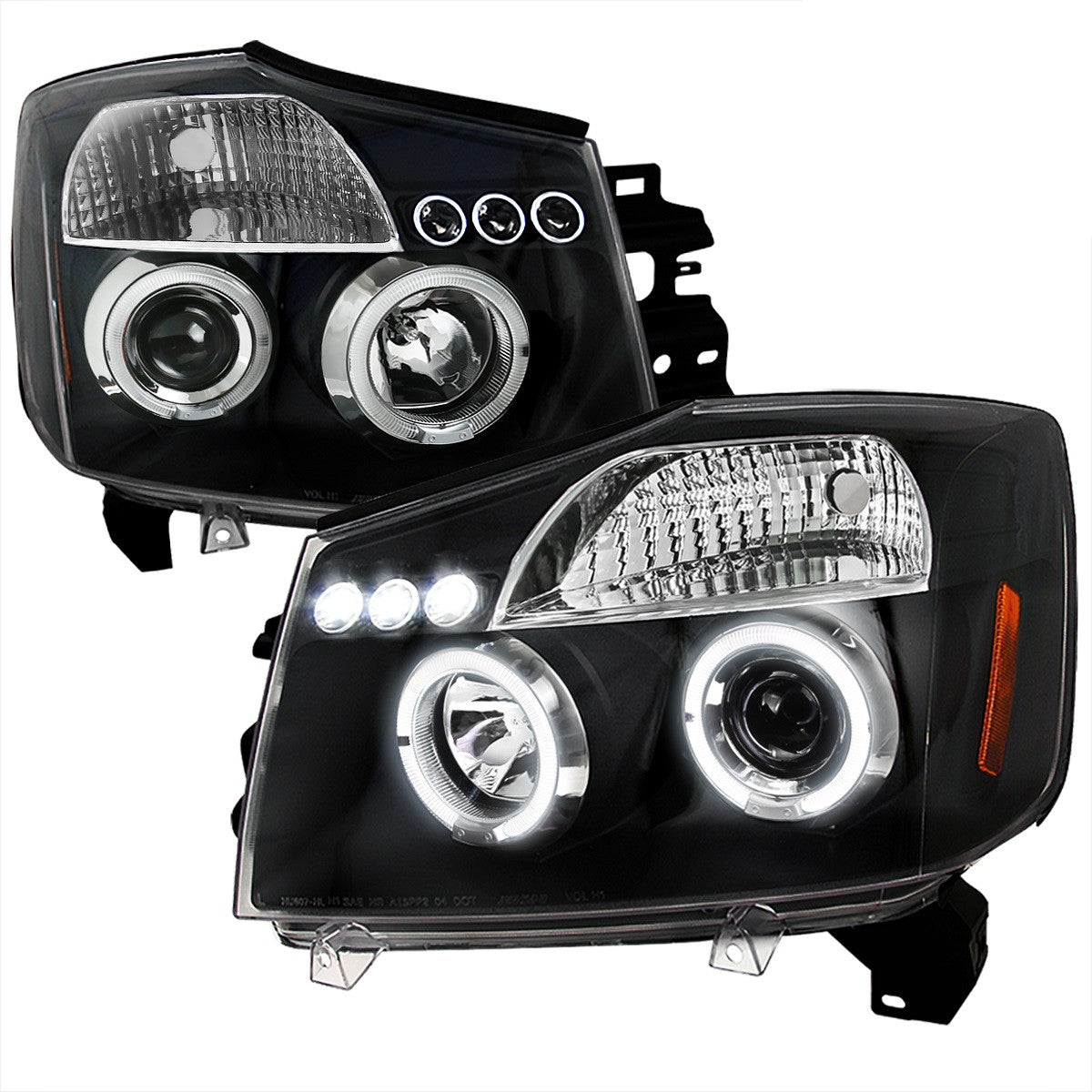 Spec-D 04-15 Nissan Titan Halo Projector Headlights Black