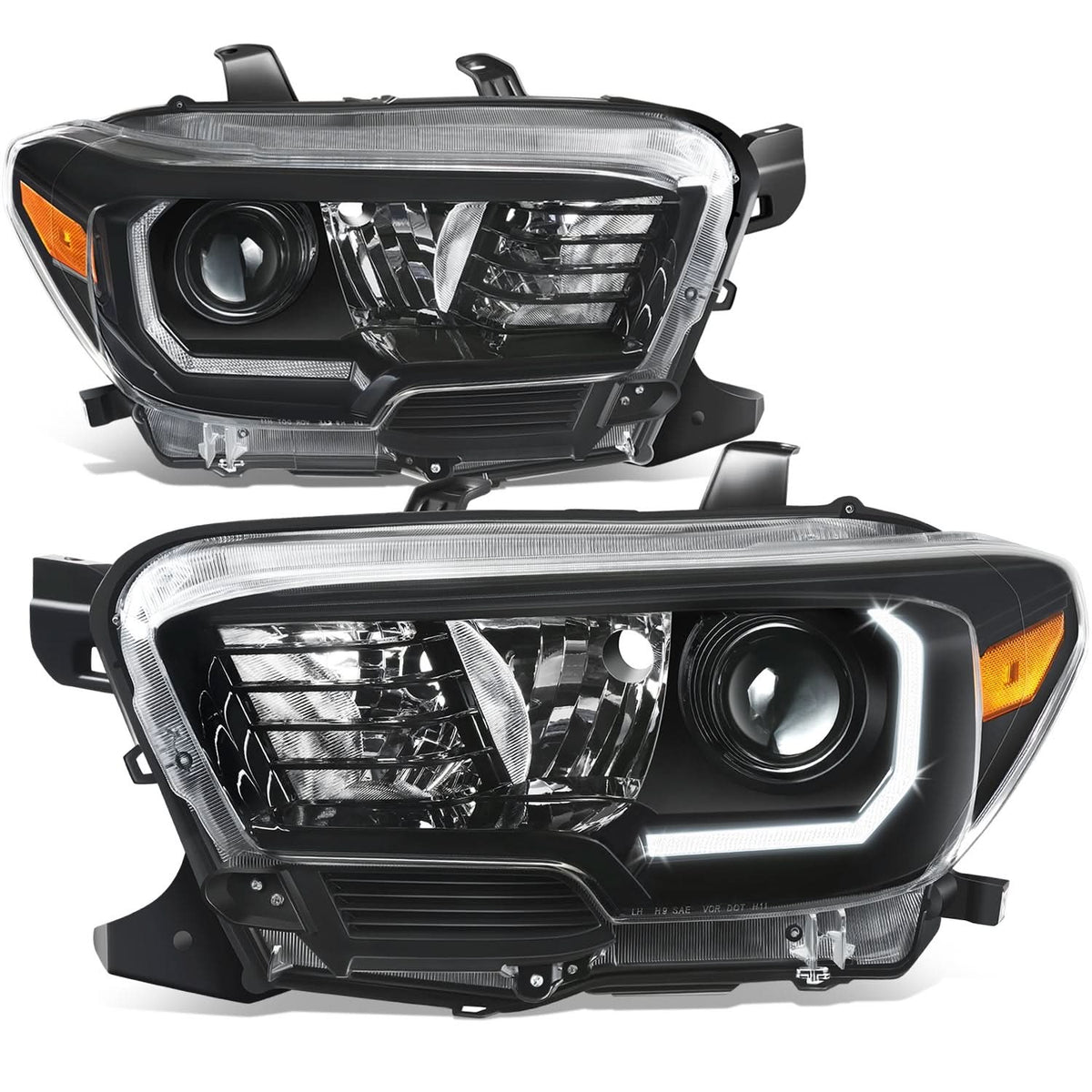2016-2023 Toyota Tacoma OE Style LED DRL Headlights - Black Housing