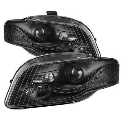 SPYDER xTune Audi A4 06-08 Projector Headlights - Halogen Model Only - DRL LED - Black PRO-JH-AA406-DRL-BK 9036071