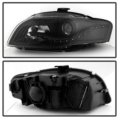 SPYDER xTune Audi A4 06-08 Projector Headlights - Halogen Model Only - DRL LED - Black PRO-JH-AA406-DRL-BK 9036071