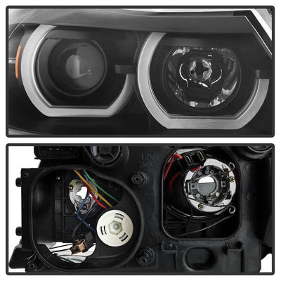 SPYDER xTune 06-08 BMW 3-Series E90 4dr Projector Headlights - Halogen - DRL - Black (PRO-JH-BE9006-FL-BK) 9041716