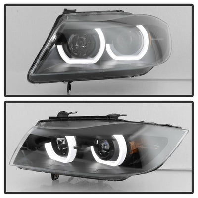 SPYDER xTune 06-08 BMW 3-Series E90 4dr Projector Headlights - Halogen - DRL - Black (PRO-JH-BE9006-FL-BK) 9041716
