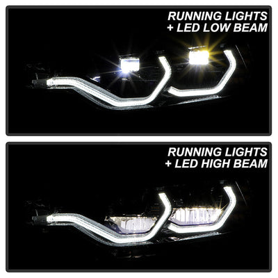 SPYDER xTune BMW F30 LED DRL Projector Headlights - Black (PRO-JH-BMWF3012-LED-BK) 9950421