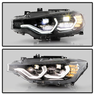 SPYDER xTune BMW F30 LED DRL Projector Headlights - Black (PRO-JH-BMWF3012-LED-BK) 9950421