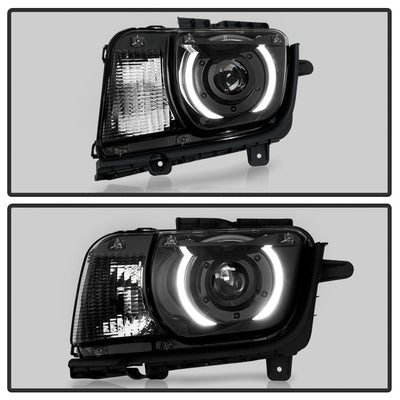 SPYDER 10-13 Chevy Camaro Halogen w/LED DRL Projector Headlight - Black (PRO-JH-CCAM10-OEP-BK(=) 9959097
