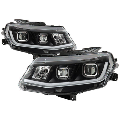 SPYDER xTune 16-18 Chevrolet Camaro Halogen Only Proj Headlights w/ DRL Tube - Black - PRO-JH-CCAM16-LB-BK 9047473