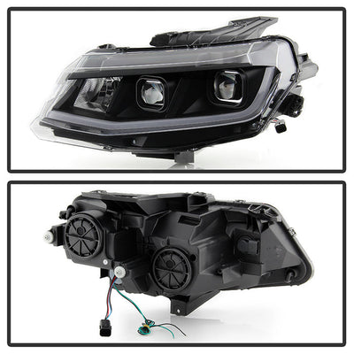 SPYDER xTune 16-18 Chevrolet Camaro Halogen Only Proj Headlights w/ DRL Tube - Black - PRO-JH-CCAM16-LB-BK 9047473