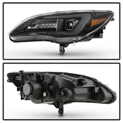 SPYDER xTune Chrysler 200 11-14 Halogen Proj. Headlights w/ Light Bar - Blk PRO-JH-CHR211-LBDRL-BK 9055546