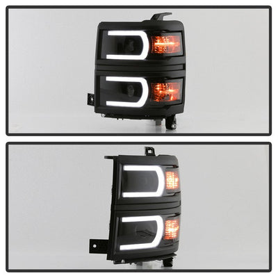 SPYDER Xtune Chevy Silverado 1500 14-15 Projector Headlights Light Bar Drl Smoked PRO-JH-CS14-LBDRL-BSM 9034978