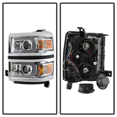SPYDER Xtune Chevy Silverado 1500 14-15 Projector Headlights Light Bar Drl Chrome PRO-JH-CS14-LBDRL-C 9034985