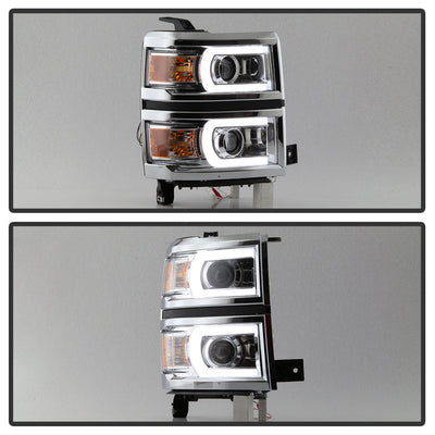 SPYDER Xtune Chevy Silverado 1500 14-15 Projector Headlights Light Bar Drl Chrome PRO-JH-CS14-LBDRL-C 9034985