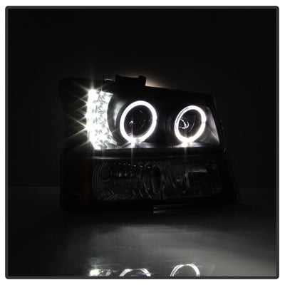 SPYDER xTune Chevy Silverado 03-06 Projector Headlights 4pcs - LED Halo - Black PRO-JH-CSIL03-SET-BK 9036774