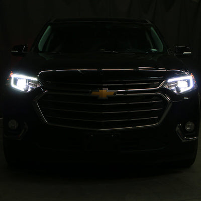 SPYDER Xtune 18-21 Chevrolet Traverse (HID Models) DRL LED Light Bar Projector Headlights - Black Chrome 9052828